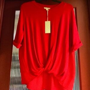 Red  Three Quarter Sleeve Blouse New With Tags